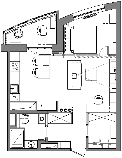 дизайн однокомнатной квартиры 40 кв м планировка